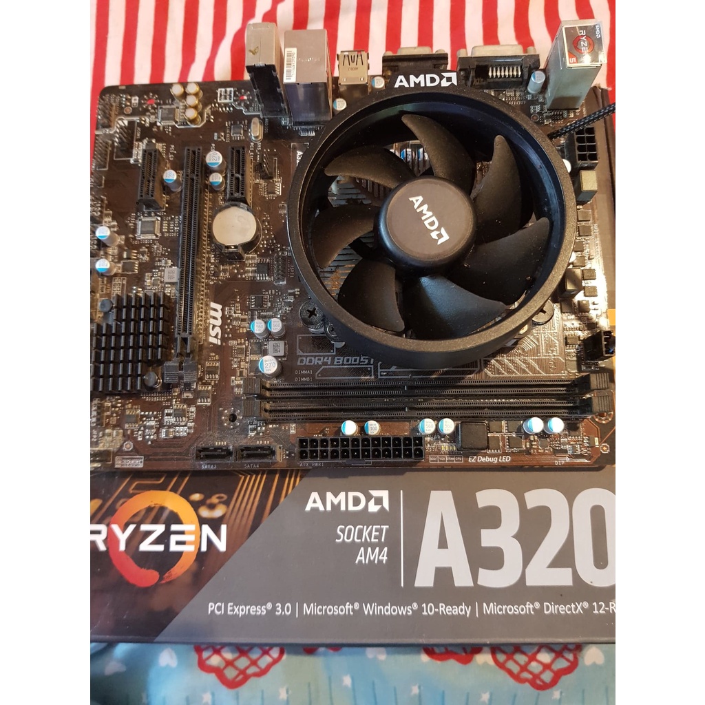 CPU AM4 AMD RYZEN 5 2600 3.4 GHz+พร้อมเมนบอร์ด