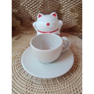 แก้วกาแฟเซรามิคพร้อมจานรองสีขาว มีให้เลือก3ขนาด