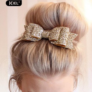 ※สาวของ Shining Bowknot คลิปผมฤดูใบไม้ผลิ Glitter Bow Barrette ผมอุปกรณ์เสริม