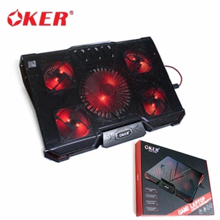 OKER Gaming Laptop Cooling Pad พัดลมรองโน๊ตบุ็ค 5 Fans รุ่น X735 (สีดำแดง)