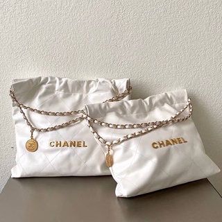 ☀️ส่งจากไทย☀️ สีขาวหายากมาก Chanel ss22 LOGo Cc shopping tote S มาแรง ใช้งานได้ทั้งชายและหญิง Unisex