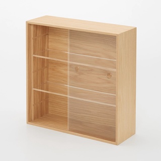 MUJI (มูจิ) ตู้โชว์ไม้มีบานเลื่อน Wooden collection stand with sliding door