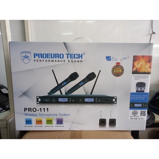 ไมค์ลอย PROEURO TECH UHF จูนคลื่นได้ ชุดย้ายเสาหน้า ตัวไมค์เป็นเหล็ก ใช้ถ่านAA