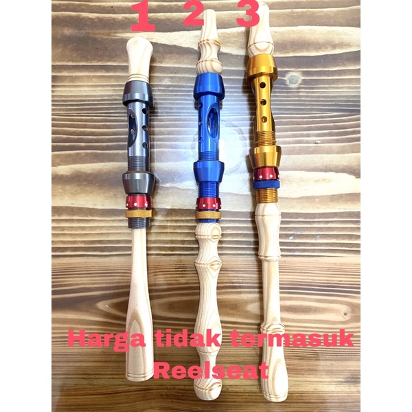DUTCH TEAK WOOD SHRIMP ROD FISHING HANDLE WITH SALAI