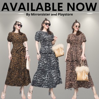 MiRRoRSiSTER’s Lipe Leopard Smock Dress #10519.16 เดรสแขนกระปุก เดรสลายเสือ เดรสเอสสม็อค เดรสลูกฟูก เดรสเสือ