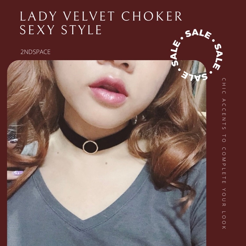 Saleโชคเกอร์กำมะหยี่สีแดงหรูหรา️red Velvet Chokerพร้อมส่งค่า Totonja Thaipick 3339