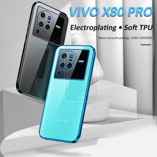 Vivo X80 Pro X80Pro เคสโทรศัพท์ TPU นิ่ม แบบใส ขอบชุบ