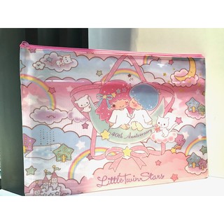 เก็บเอกสาร  กระเป๋าเอกสาร ซองเอกสาร ลาย  LITTLE  TWIN  STAR งานตาข่าย 2 ซิป  2 ช่อง  ขนาด 35x25 cm สีสดใส