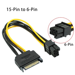 Rr ใหม่ สายเคเบิลพาวเวอร์อัพเกรด 15-Pin เป็น 6-Pin PCI 20 ซม. สีดํา และสีเหลือง สําหรับการ์ดแสดงผล 1 ชิ้น