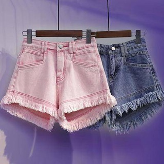 NEW กางเกงเอวสูงขากระบอก กางเกงขาสั้น กางเกงขาสั้นสาวอวบ wide leg pants A- line high waist denim shorts กางเกงขาสั้นสาวอวบ