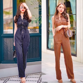 TW17325 Jumpsuit จั้มสูทผ้าลายริ้ว