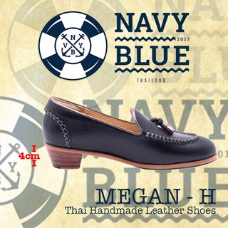 (MEGAN) รองเท้าหนังวัวแท้ ผู้หญิง สีดำ งานแฮนเมดพรีเมี่ยม คนไทย แบรนด์ Navyblue Thailand โลฟเฟอร์ ซับในหนังแท้ นุ่มสบาย