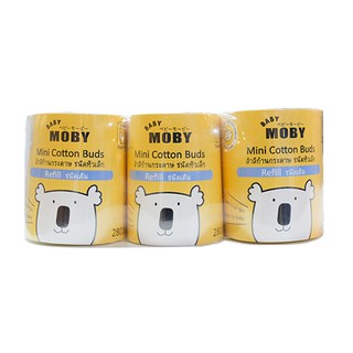 REFILL Mini Cotton Buds X 3 ชิ้น by Baby Moby Cotton คอตตอนบัตหัวเล็กจิ๋ว ก้านกระดาษ เทคโนโลยีจากญี่ปุ่น