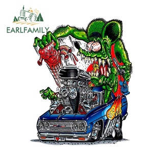 Earlfamily สติ๊กเกอร์กราฟฟิกกันน้ํากันแดดสําหรับติดตกแต่งประตูรถยนต์ Rat Fink 13ซม.x 10.4ซม.