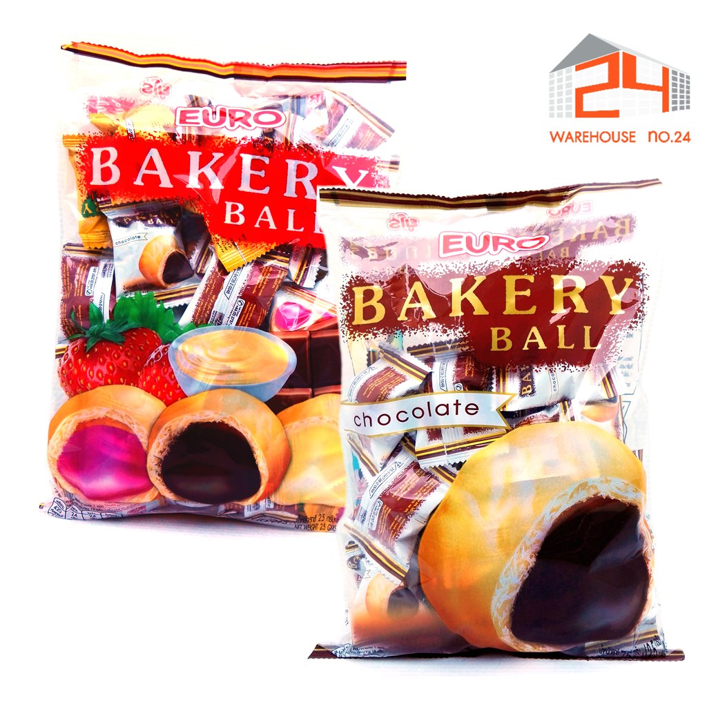 ส่งไว🚀24ชม. เบเกอรี่บอล แป้งอบกรอบสอดไส้ 75g. จุ 30 ชิ้น Euro Bakery Ball ยูโร่ เบเกอร์รี่บอล