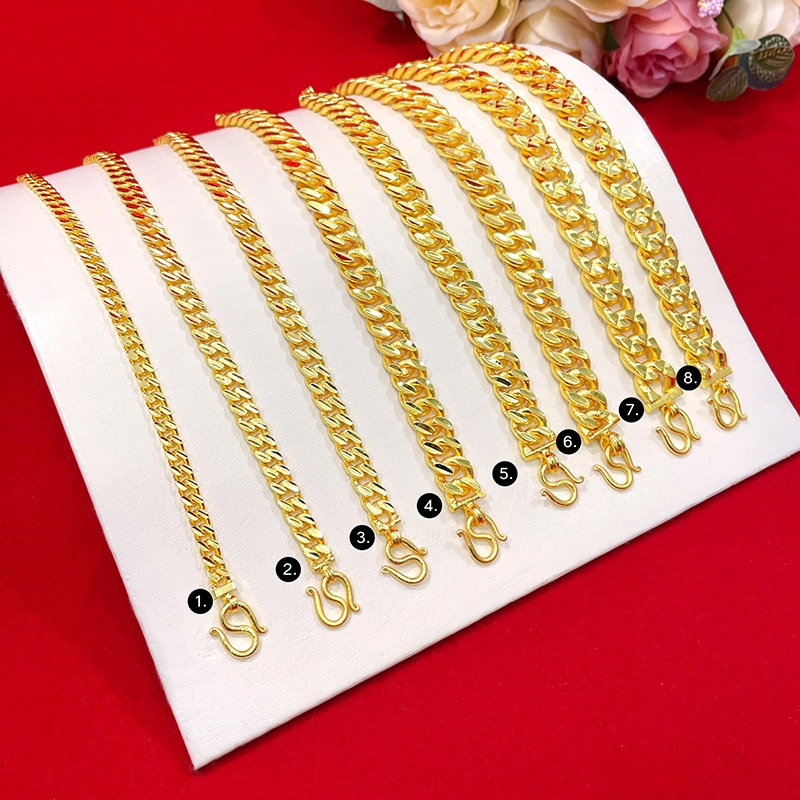 สร้อยข้อมือทองเลสแบน เทียบเท่า 2 สลึง 1,2,3,5บาท ยาว 6-8 นิ้ว หุ้มเศษทองแท้เยาวราช ทองชุบ งานสวย ใส่แทนของจริงได้