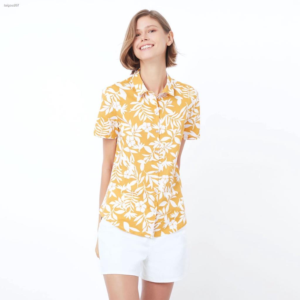 จัดส่งได้ตลอดเวลาAIIZ (เอ ทู แซด) - เสื้อเชิ้ตแขนสั้นผู้หญิงพิมพ์ลาย  Tropical Printed Short Sleeve Shirts