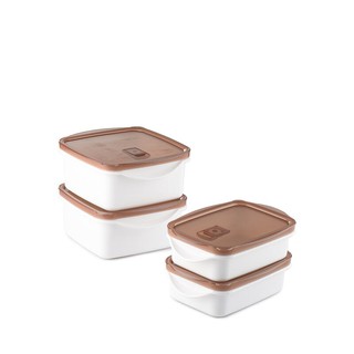 ชุดกล่องอาหาร รุ่น 60358BR สีน้ำตาล จำนวน 8 ชิ้น รวมฝา Food box set, Model 60358BR, Brown color, total 8 pieces, includi