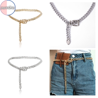 [xijing-cod] woman retro fashion thick chain personality belt body chain punk style metal single layer chain for pants jeans