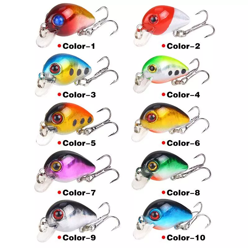 อุปกรณ์ตกปลา ตกปลา เหยื่อปลา เหยื่อปลอม ตะขอ เหยื่อปลานิล Mini Minnow Lure ตกปลาช่อน ปลอมตกปลา CrankSet Plastic Bait รอกตีปลอม CrankBait 1PCS 3cm/1.6g เหยือตกปลา