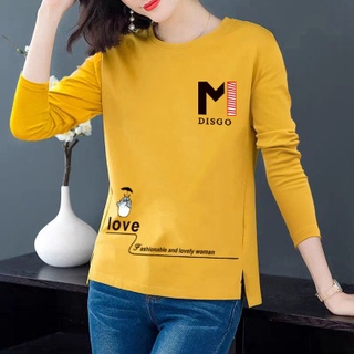 Coshop เสื้อยืดแขนยาวสไตล์เกาหลีสําหรับผู้หญิง
