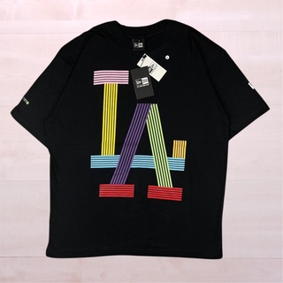 เสื้อยืดผู้ ใหม่ เสื้อยืด ลาย ERA MLB LA LOS ANGELES สีรุ้ง สีม่วง S-5XL