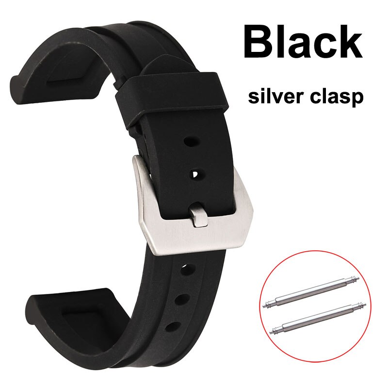 22mm 24mm 26mm Silicone Watch Strap Replacement Rubber Watch Band Waterproof Wrist Sport Watchband Bracelet with connect Pins