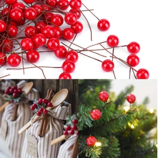 Christmas 100pcs Artificial Red Holly Berry Christmas Home Decoration Hanging Ornaments