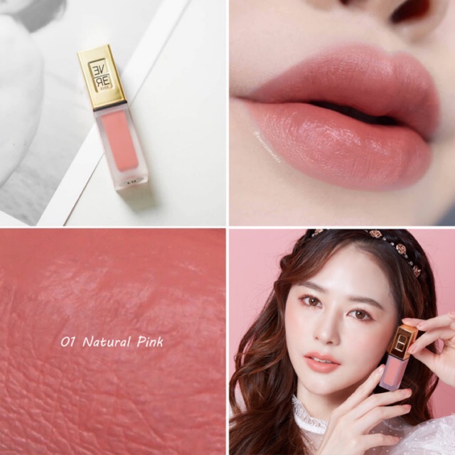 [🔥พร้อมส่ง เข้าแล้ว!] แท้ 💯% EVER LIP ลิปแมทจูบไม่หลุด กันน้ำติดทน 01 Natural Pink สีชมพูดนู้ด ลิปสี