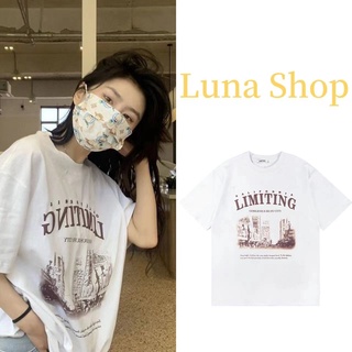 Luna shop🍑เสื้อผ้าเกาหลี🍒เสื้อยืดแนวย้อนยุคสไตล์เกาหลีสำหรับผู้หญิง เรียบง่าย มี 2 สี🚚พร้อมส่งจากกทม มาถึงใน 3-5 วัน