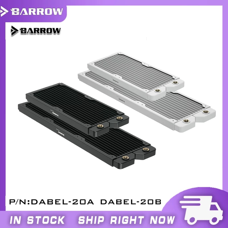 BARROW 20 มม.ทองแดงหนา 240/360 มม.สีขาวสีดําหม้อน้ําคอมพิวเตอร์ Water Cooling Liquid Exchanger G1/4 ใช้สําหรับ 12 ซม.พัดลม Dabel-20a