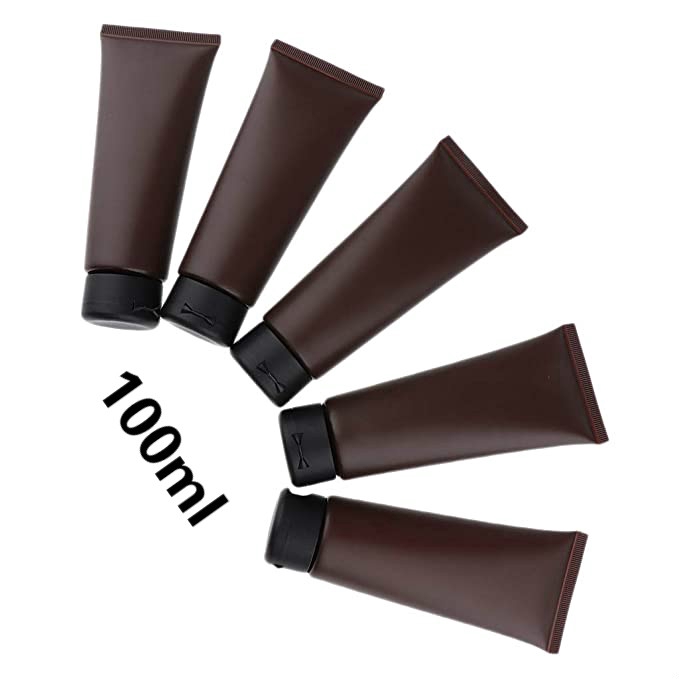 ขวดน้ําตาลขนาด 100 มล. พร้อมหลอดครีมขวดบีบสีน้ําตาล