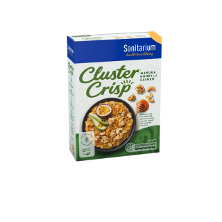 Sanitarium Cluster Crisp Manuka Honey With Roasted Cashew 460g. I แซนนิทาเรี่ยม คลัสเตอร์ คริสพ์ มานูก้า ฮันนี่ 460 กรัม