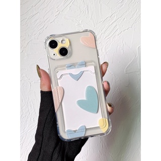 เคสโทรศัพท์ไอโฟน(iphone) ลายหัวใจ สีใส มีช่องใส่การ์ด