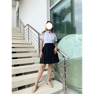 กระโปรงนิสิตนักศึกษาเอวตะขอ กระโปรงพลีสมีจีบ ผ้ามีน้ำหนัก สีดำ หลายไซส์ หลายความยาว ไซซ์23-34