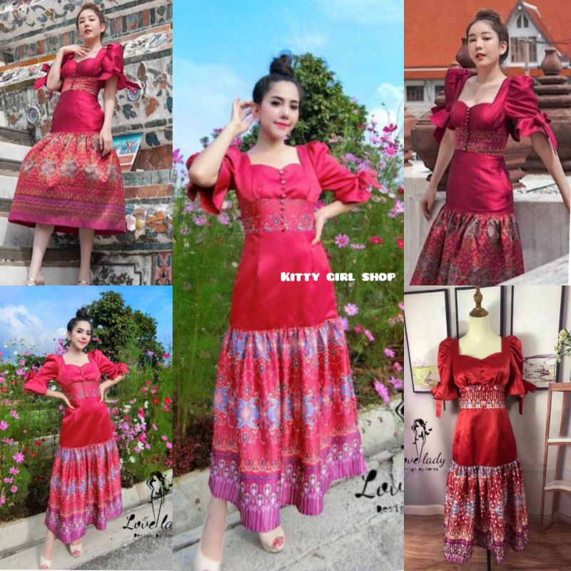 ✅พร้อมส่งS-5XL✅ป้าย Love Ladyเดรสผ้าไทยเป็นอีกคอลเลคชั่นที่ปังสุด พูดเลยห้ามพลาดโทนสีแดงฉ่ำๆๆ งานสวยเป๊ะปัง