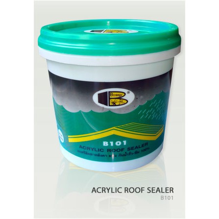 กาวอะครีลิคทาหลังคา Bosny Acrylic roof sealer B101 1 กก.ดาดฟ้า กันน้ำรั่ว-ซึม100% อุดรอยแตกร้าว ซีเมนต์กันซึม ปูนกันซึม