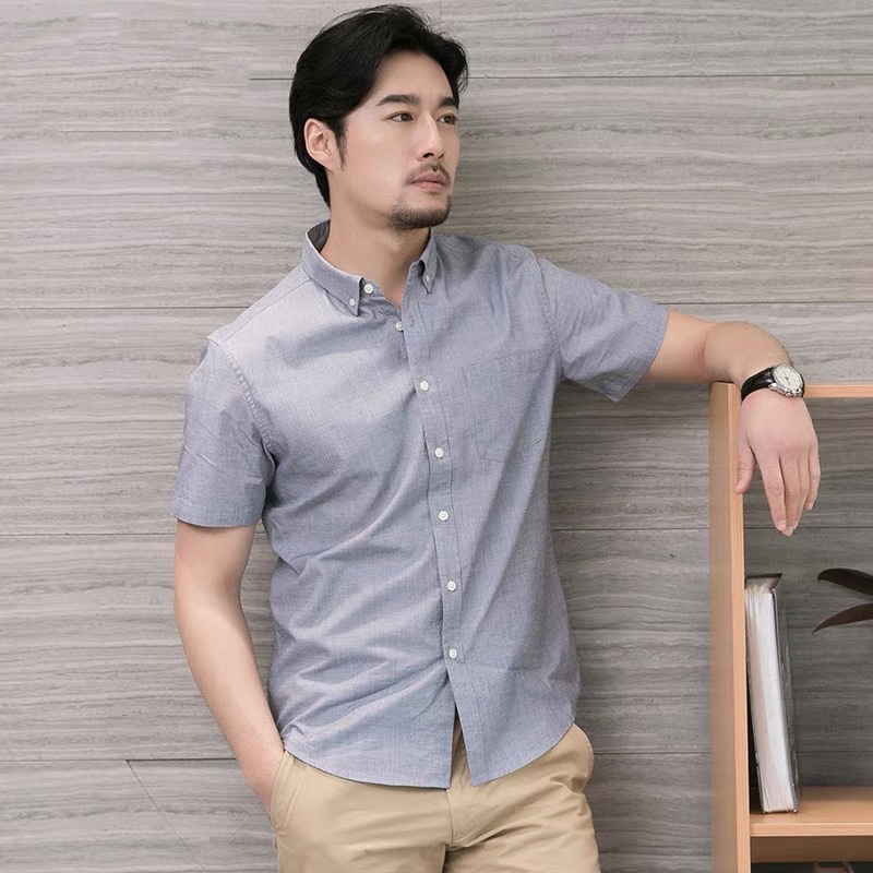 ซื้อ เสื้อเชิ้ตแขนสั้น Oxford รุ่น TheDOT. ผ้าทอ Twill หนานุ่ม ใส่สบาย ทนทาน