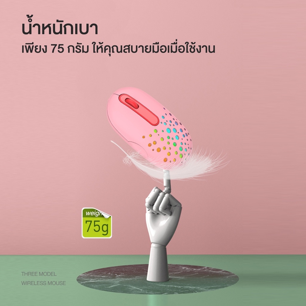 เม้าส์ไร้สาย IWACHI I2 เม้าส์บลูทูธ รองรับ 2.4G BT4.0/BT5.0 ไร้เสียงรบกวน แบตเตอรี่ในตัว 500mAh