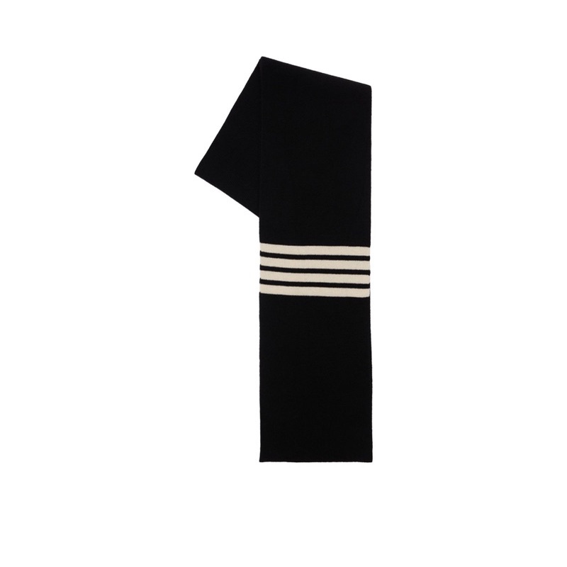 ASCE｜ผ้าพันคอ Thom Browne โลโก้ Cashmere สีดำ 4 เส้น