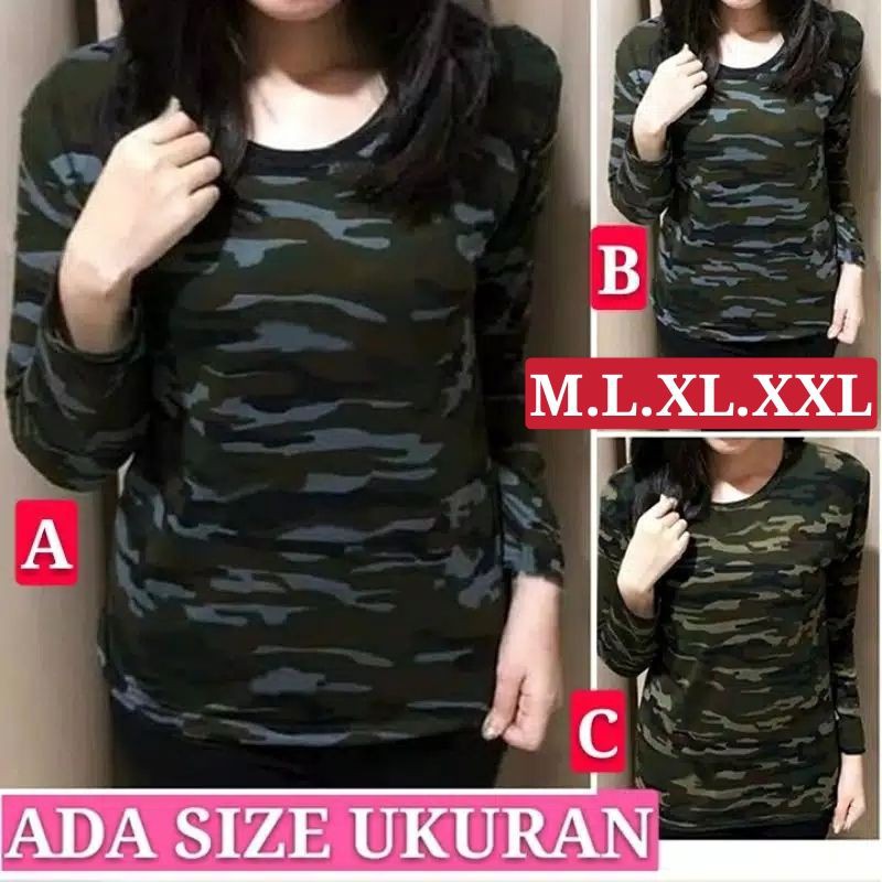เสื้อยืด ARMY ผู้หญิง เสื้อ ARMY ลายพราง แขนยาว SIZE M - XXL