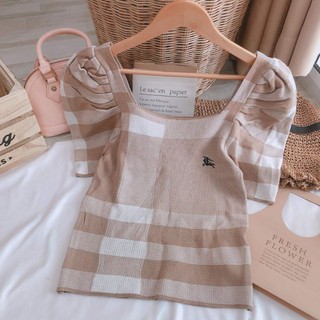 ฟรี!!ค่าจัดส่ง🎀เสื้อไหมพรมแขนพองทรงเจ้าหญิง อก ยืดตึง40 ความยาว 20 สวยทุกสี