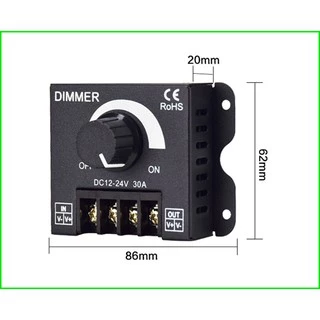 LED Dimmer หรี่ไฟDC ใช้ไฟDC12Vถึง24v ขนาด30A ปรับระดับความสว่างของแสง สำหรับไฟDC12-24V