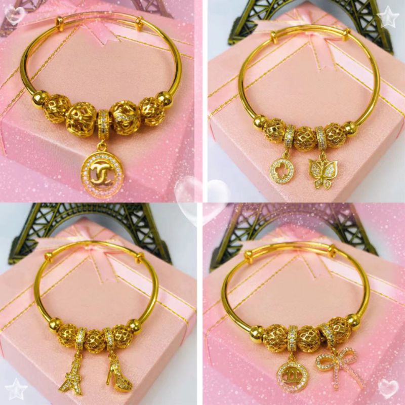 สร้อยข้อมือ Pendora ผู้ใหญ่ Pendora สีทองเกาหลี 24K