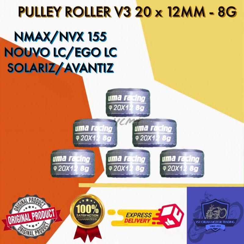 Uma RACING V3 PULLEY ลูกกลิ้ง 20x12 8G - NVX / NMAX / NOUVO LC / EGO LC / SOLARIZ / AVANTIZ