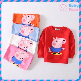 babyface peppa pig เสื้อสเวตเตอร์สําหรับเด็กทารกแขนยาวมีฮู้ด