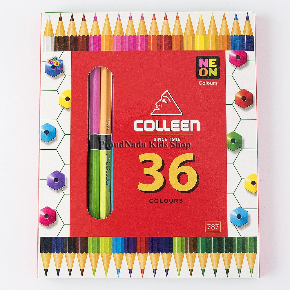 Colleen ดินสอสีไม้ คลอรีน 2 หัว 18 แท่ง 36 สี รุ่น787 สีธรรมดา+นีออน(สะท้อนแสง)