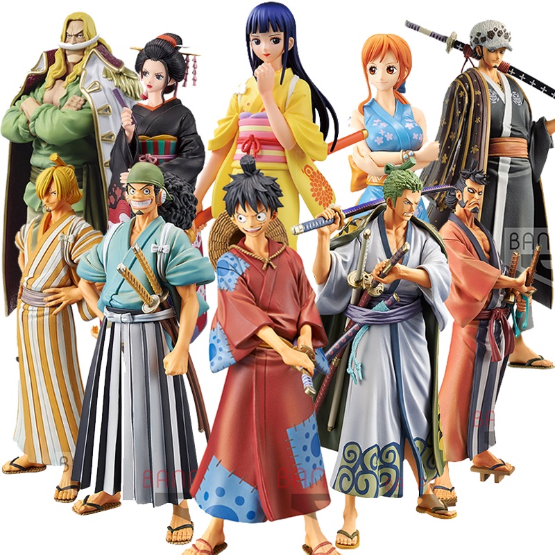 ฟิกเกอร์ PVC ONE PIECE DXF THE GRANDLINE MEN Wano Country Luffy Zoro Law Kinemon Sanji Usopp Nami Robin ของเล่นสําหรับเด็ก