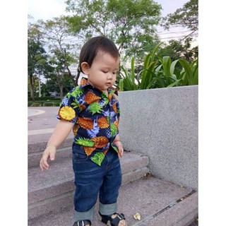 เสื้อฮาวายเด็ก👦🏻 ลายสัปปะรด🍍🍍