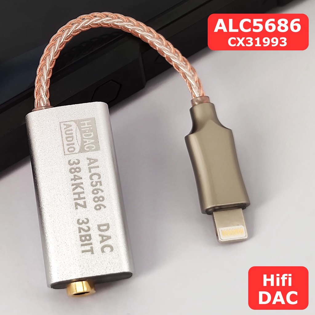 Alc5686 Cx31993 อะแดปเตอร์ถอดรหัสเสียง 3.5 มม. HIFI 32bits 384KHz สําหรับ IPhone Ios